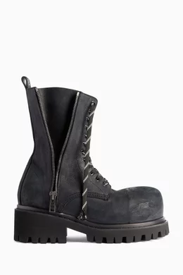 Buy Balenciaga Black Stomper Zipped Boots in Leather For Men