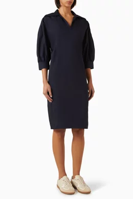 Buy COS Blue Gathered Shirt Dress in Cotton For Women Online | Ounass Saudi