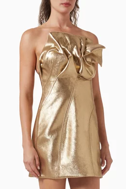 green emerald velvet dress Acler Hillsome Mini Dress Gold Size 10  lonedresshire