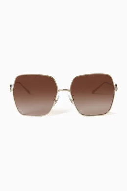 Buy Tory Burch Brown Miller Square Sunglasses in Metal For Women