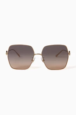 Buy Tory Burch Brown Miller Square Sunglasses in Metal For Women