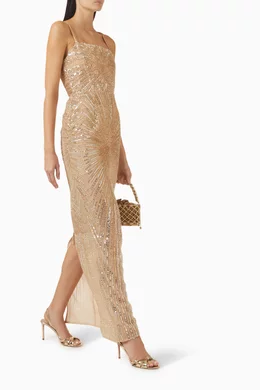 Buy Bronx and Banco Gold Dahlia Sequinned Maxi Dress For Women Online |  Ounass Saudi