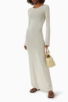 fringed knit dress Mable Fringed Crochet Knit Dress
