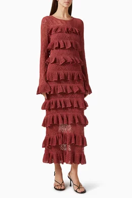 Buy Zimmermann Pink Wanderlust Frill Maxi Dress in Lace For Women Online |  Ounass Saudi