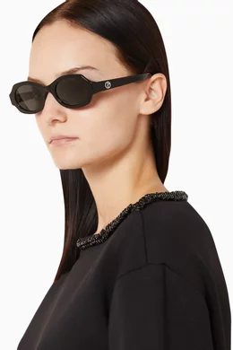 小物 GIORGIO ARMANI oval sunglasses black Buy Giorgio Armani Grey Oval Sunglasses in Acetate For Women