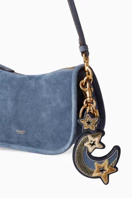 希少✨COACH Moon and Star Bag Charm Buy Coach Blue Moon & Star Bag Charm in Leather For Women Online