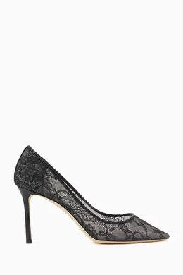 Buy Jimmy Choo Black Romy 85 Pumps in Lace For Women Online