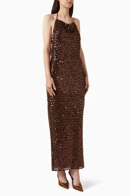 shona joy brown dress Shona Joy Emilie Gathered Maxi Dress
