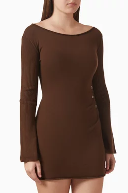 frankies bikinis brown dress Frankies Bikinis - Date Night Knit Mini Dress main image 0
