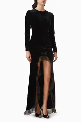 Buy Alessandra Rich Black Ruched Slit Dress in Velvet For Women Online |  Ounass Saudi