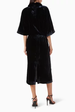 cos blue velvet dress Buy Drape-neck Midi in For Women Online Modern Minimal Trump Golf Charlotte | Size:15