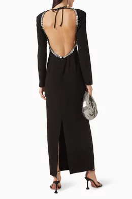 rotate open back dress Crepe Open Back Dress Black