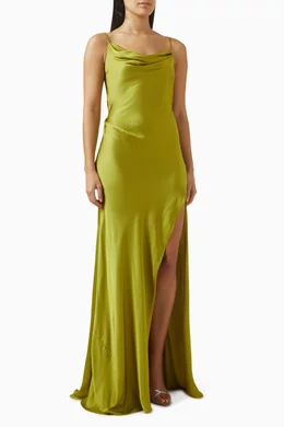 Buy Arcina Ori Green Odessa Slit Dress in Viscose Rayon For Women Online |  Ounass Saudi