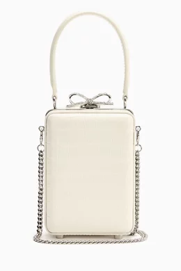 Buy Self-Portrait White Micro Top-handle Bag in Croc-embossed