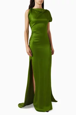 Buy Victoria Beckham Green Maxi Dress in Satin For Women Online | Ounass  Saudi
