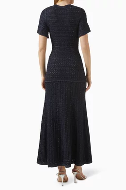 Buy SANDRO Blue Rhinestone Maxi Dress in Knit For Women Online