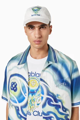 Buy Casablanca White Flaming Tennis Ball Cap in Cotton For  display picture 2
