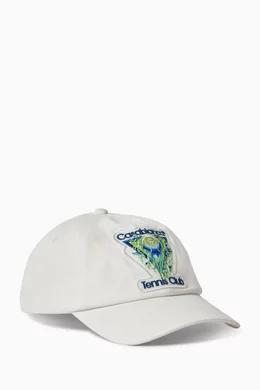 Buy Casablanca White Flaming Tennis Ball Cap in Cotton For  display picture 3