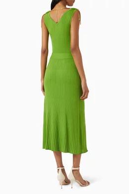 Buy Elisabetta Franchi Green V-neck Midi Dress in Knit For Women Online |  Ounass Saudi