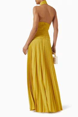 elisabetta franchi halterneck dress in jersey Buy Yellow Slit Gown Lamé For Women Online nature inspired bridesmaid dress
