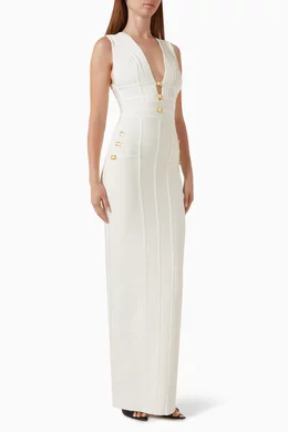 Buy Elisabetta Franchi White Maxi Dress in 3D Knit For Women Online |  Ounass Saudi