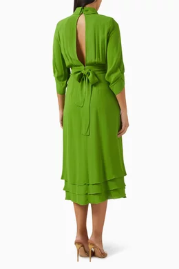 bohme green dress Kelsey Floral Midi Dess main image 0