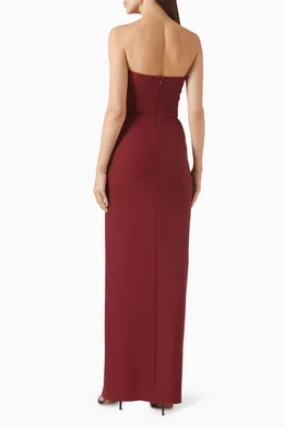 dressing like the 90s Red Strapless Backless Padded Split Leg Maxi Dress main image 1