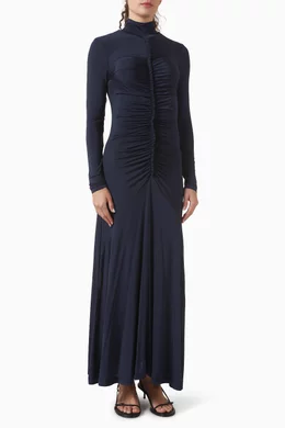 ida ruched turtleneck dress Ulla Johnson Ida Ruched Turtleneck Dress In Black