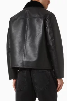 Buy MKI Miyuki Zoku Black Shearling-collar Jacket in Leather For