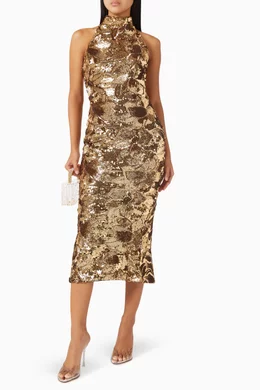 Buy Zhivago Gold Florentine Sunset Dress For Women Online | Ounass Saudi