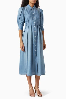 Buy Marella Blue Buttoned Shirt Midi Dress in Denim For Women Online |  Ounass Saudi