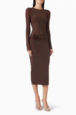 Buy Maygel Coronel Brown Anna Ruched Dress For Women Online | Ounass Saudi