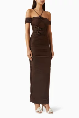 Buy Maygel Coronel Brown Abisso Off-shoulder Dress For Women Online |  Ounass Saudi