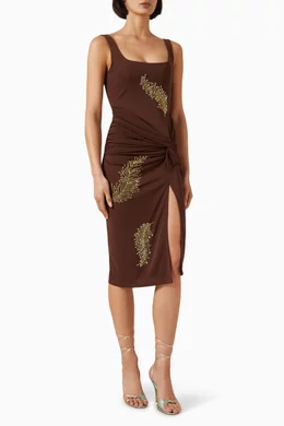 Buy Des Phemmes Brown Embellished Tank Top Midi Dress in Knit For Women  Online | Ounass Saudi