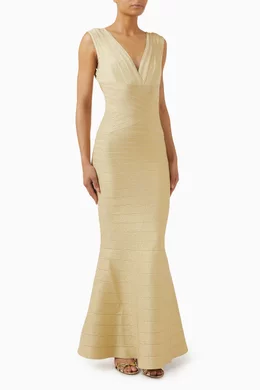 Buy Herv Lger Gold The Mira Bandage Gown For Women Online | Ounass Saudi