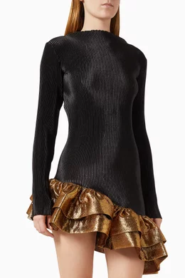 Buy L'IDEE WOMAN Gold The Met Rufflle Mini Dress For Women Online | Ounass  Saudi