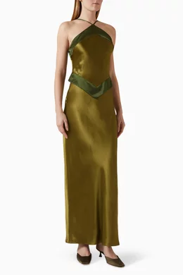 Buy Reformation Green Jillian Maxi Dress in Silk For Women Online | Ounass  Saudi