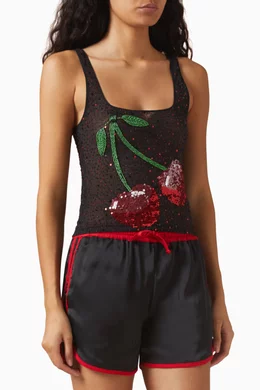 Buy Leslie Amon Black Cherry Embellished Tank Top For Women Online