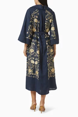 Buy Greek Archaic Kori Blue Embroidered Midi Dress For Women Online |  Ounass Saudi