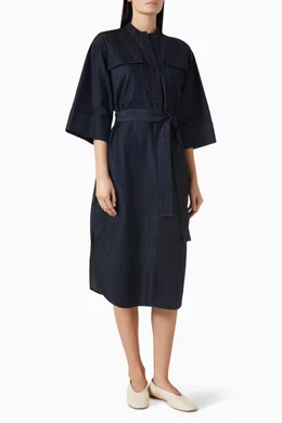 Buy COS Blue Utility Midi Shirt Dress in Denim For Women Online