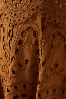 Buy Charo Ruiz Brown Glimmer Broderie Anglaise Dress in Cotton Blend For  Women Online | Ounass Saudi