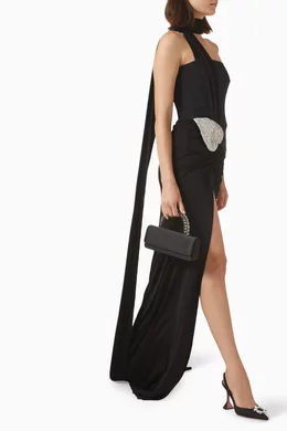 Buy David Koma Black Corset Leaf Gown in Jersey For Women Online