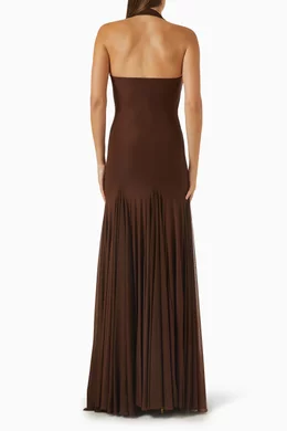 Buy Deme By Gabriella Brown Berta Halterneck Dress in Malai Lycra For Women  Online