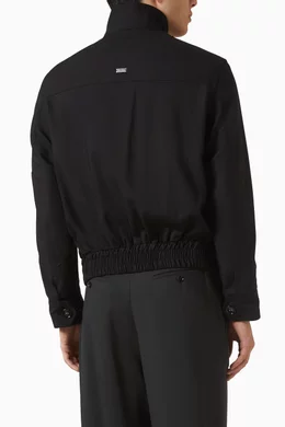 Buy AMI Black Harrington Jacket in Wool Gabardine For Men Online