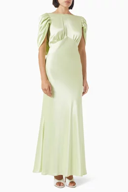 Buy Malina Green Louise Maxi Dress in Satin For Women Online | Ounass Saudi