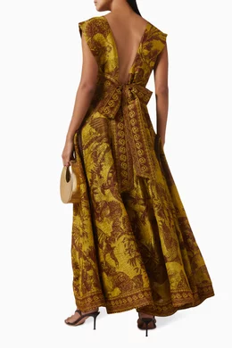 Buy ALEMAIS Brown Charley Scoopneck Dress in Linen Blend For Women Online |  Ounass Saudi