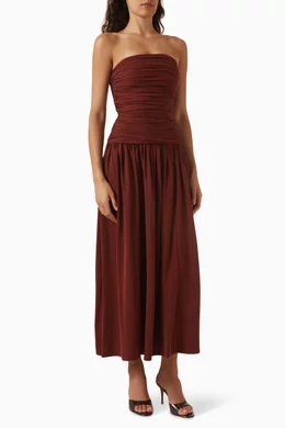 Buy DISSH Brown Shari Strapless Bandeau Midi Dress For Women Online |  Ounass Saudi