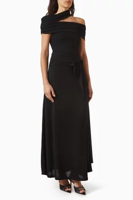 Buy Eegen Studio Black Asymmetric Pleated Dress For Women Online