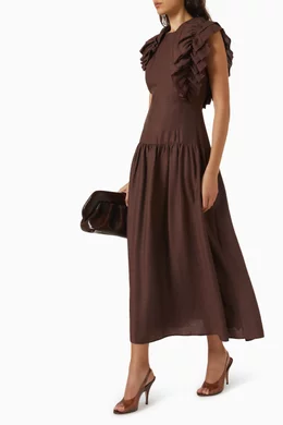 Buy Kameya Brown Drop Waist Maxi Dress For Women Online
