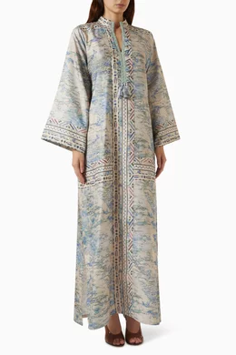 dress midi a line Peachy Pink Line Dola Silk Beyza Kaftan